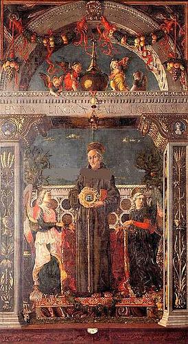 Andrea Mantegna Bernardino of Siena between Two Angels oil painting image